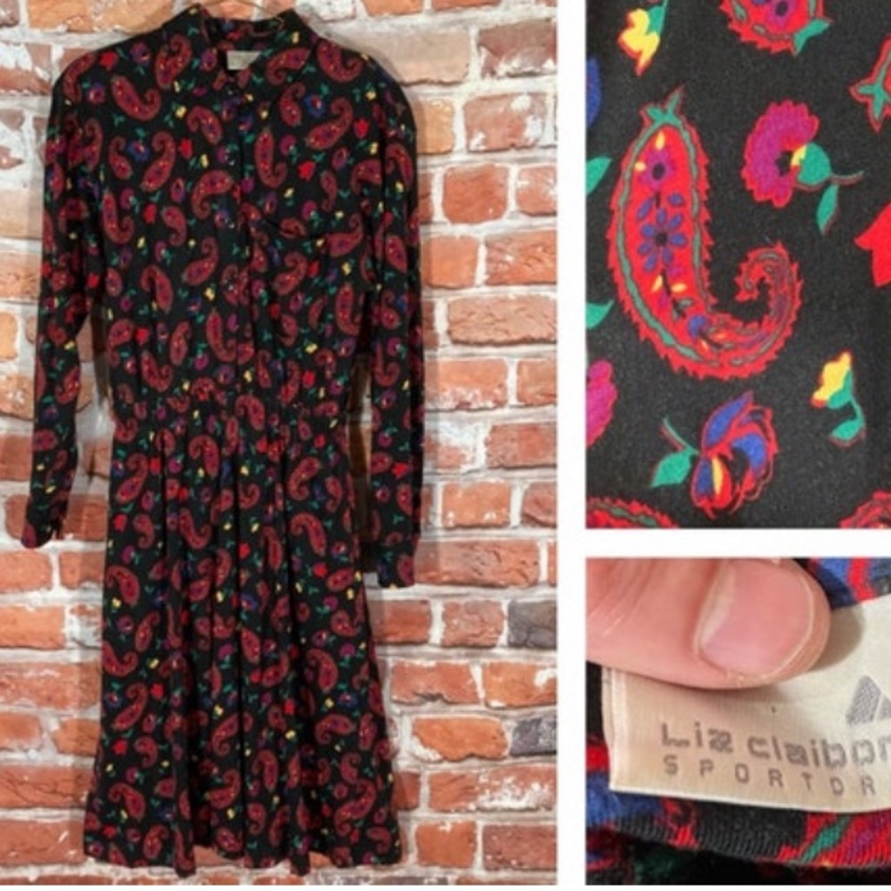 vintage Dress with all over floral and paisley print by Liz Claiborne M